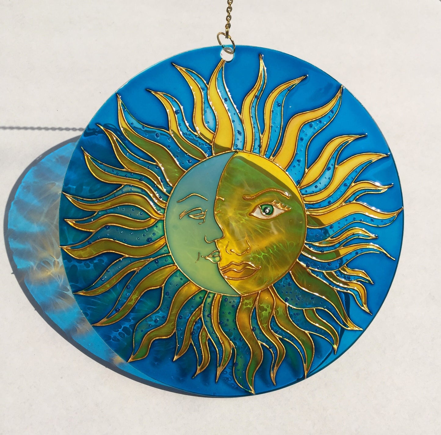 Sun Moon Celestial decor Suncatcher for Window Hanging Stained Glass Decor