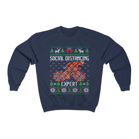 Social Distancing Expert Street Bike Riding Ugly Christmas Sweatshirt, Funny Cycling Shirt, Bicycle Cyclist Gift Unisex Sweatshirt