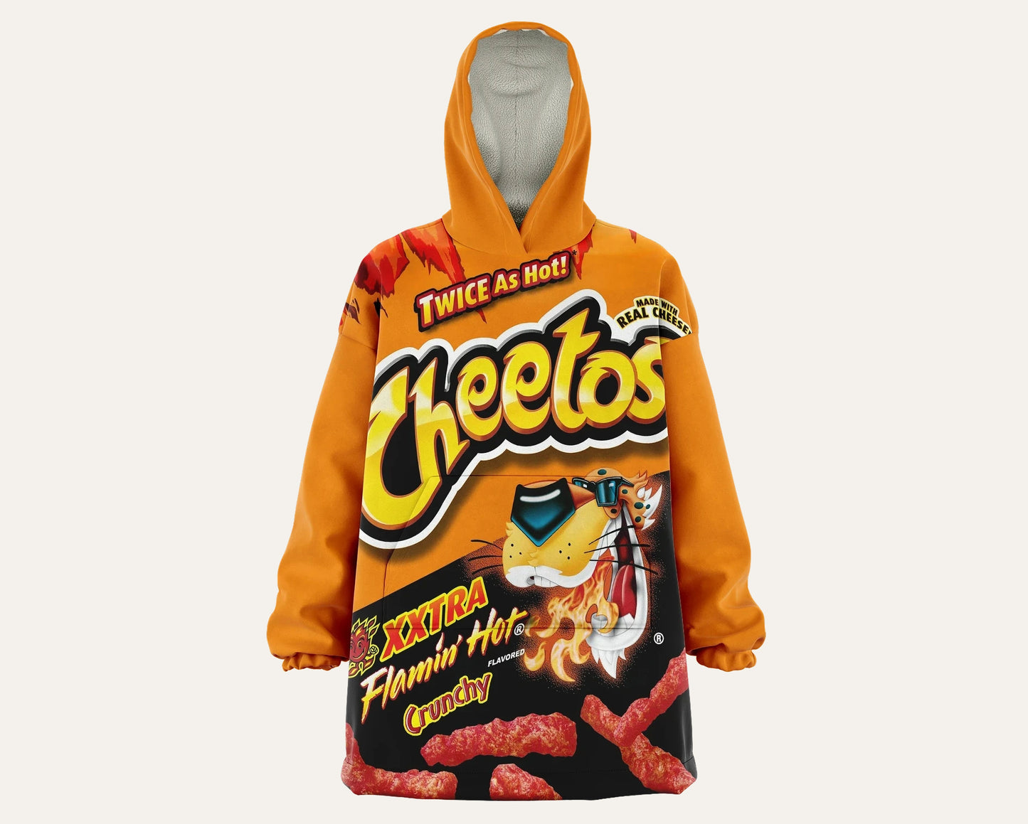 Oversized Blanket-Hoodie Novelty Hot Cheetos | Plush Fleece Giant Hoodie Blanket |  Comfortable Wearable Blanket | Free Express Shipping