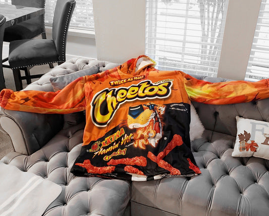 Oversized Blanket-Hoodie Novelty Hot Cheetos | Plush Fleece Giant Hoodie Blanket |  Comfortable Wearable Blanket | Free Express Shipping