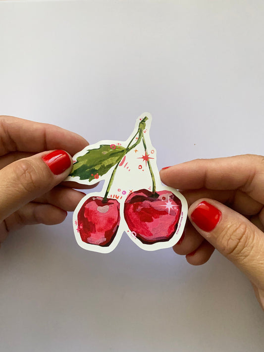 Cherry | 3" Vinyl Sticker Decal | Waterproof Weatherproof | Cherries Cherry Fruit Summer