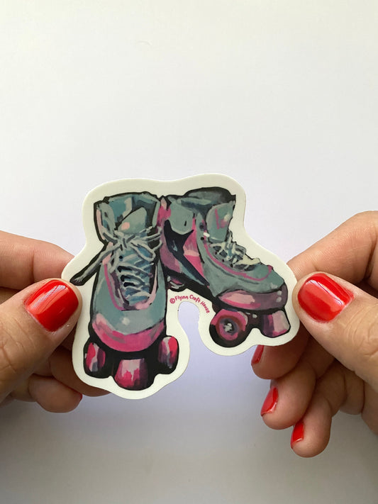 Roller Skates | 3" Glossy Vinyl Sticker Decal | Waterproof Weatherproof | Skates Rollerskates Derby