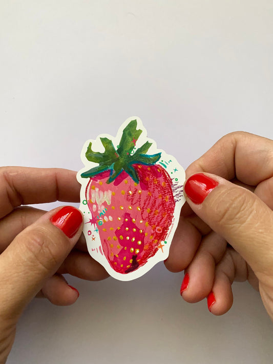 Strawberry | 3" Vinyl Sticker Decal | Waterproof Weatherproof | Strawberry Berry Fruit Summer