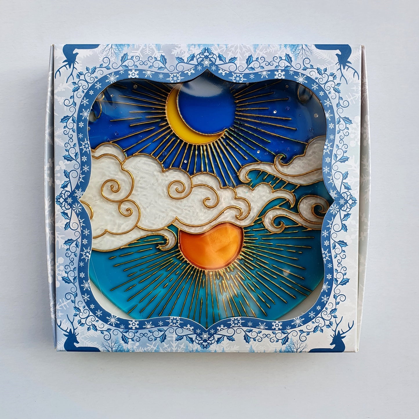 Stained glass Moon Sun Cloud Suncatcher for window