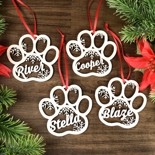 Personalized Pet Paw Ornament | Custom Dog Christmas Ornament | Cat Ornament 2025 | Stocking Name Tag