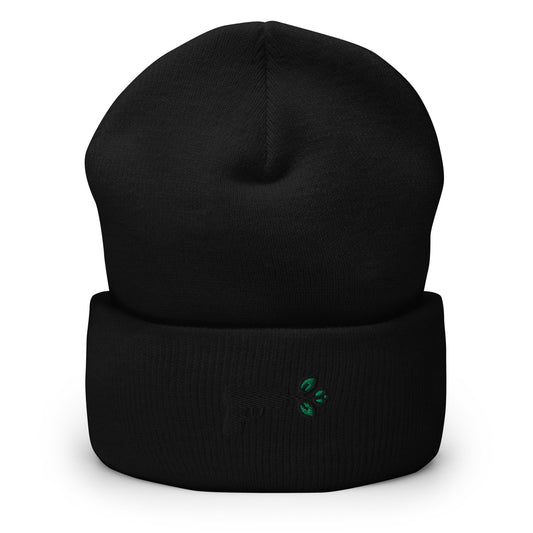 Pistol Peace Gun Embroidered Beanie, Handmade Cuffed Knit Unisex Slouchy Adult Winter Hat Cap Gift