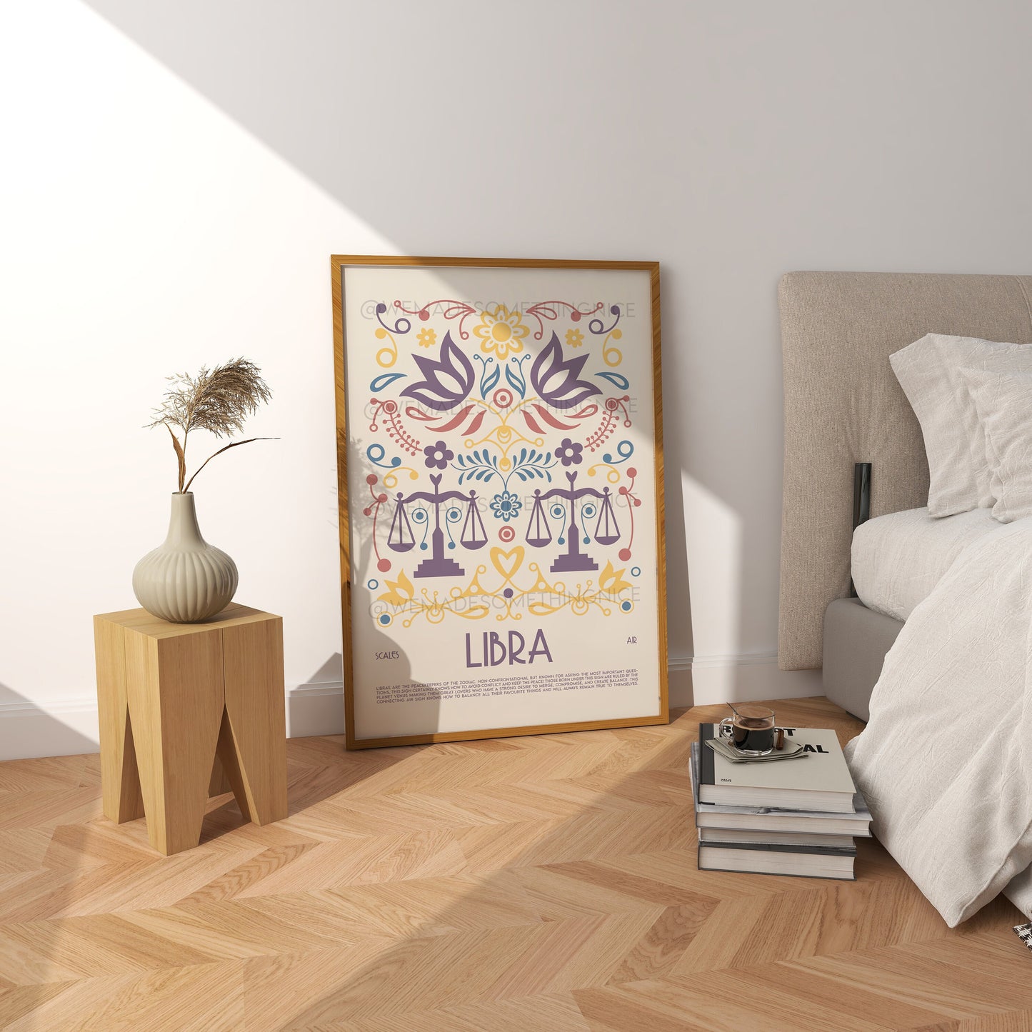 Libra Poster, Horoscope Print, Astrological Wall Art, Exhibition Poster, Zodiac Poster, Birthday Present, Housewarming, Boho, Bedroom, Tarot