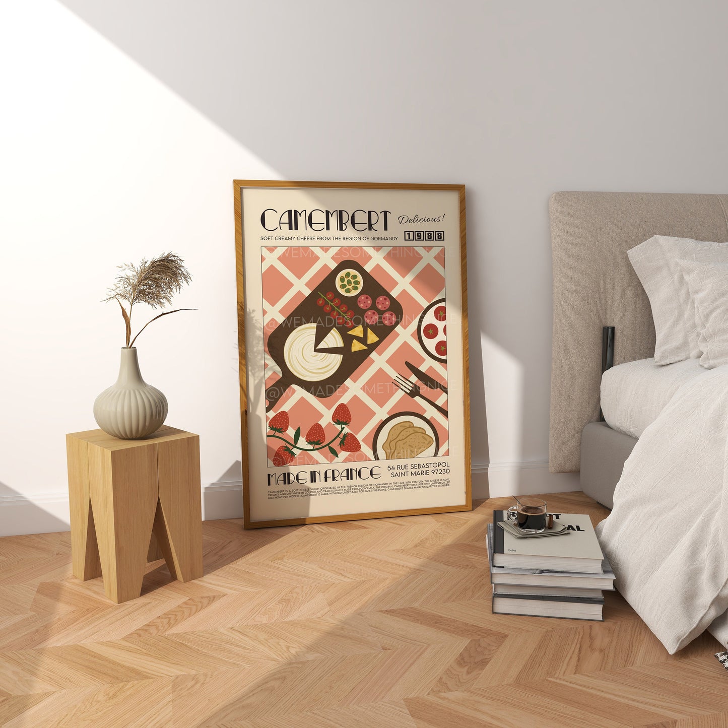 Cheese Poster, Camembert Print, Kitchen Poster, Kitchen Print, Food Print, Modern Kitchen Decor, Retro Poster, Pop Art, Kitchen Art