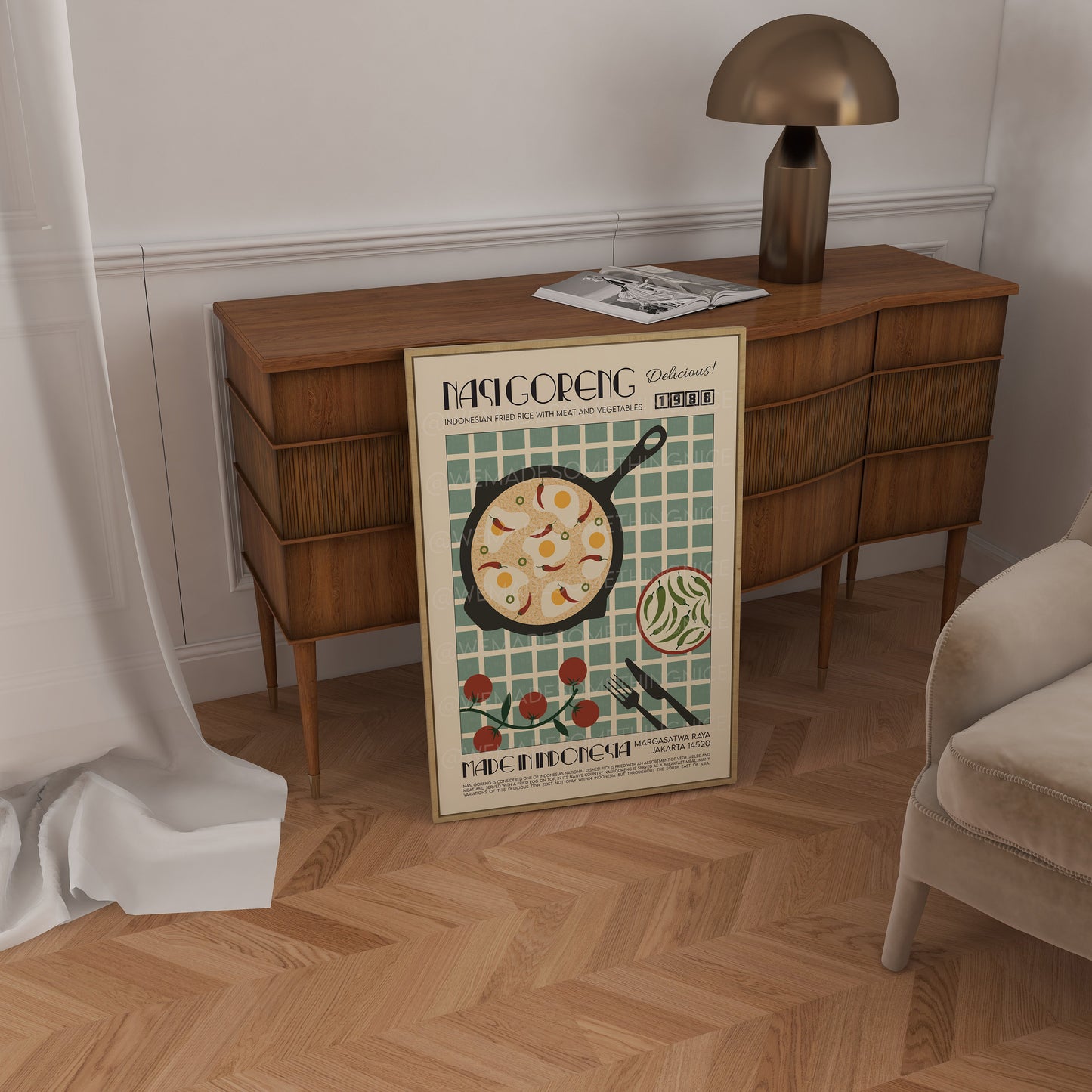 Nasi Goreng Poster, Kitchen Poster, Kitchen Print, Food Print, Modern Kitchen Decor, Chef Print, Exhibition Poster, Retro Wall Art