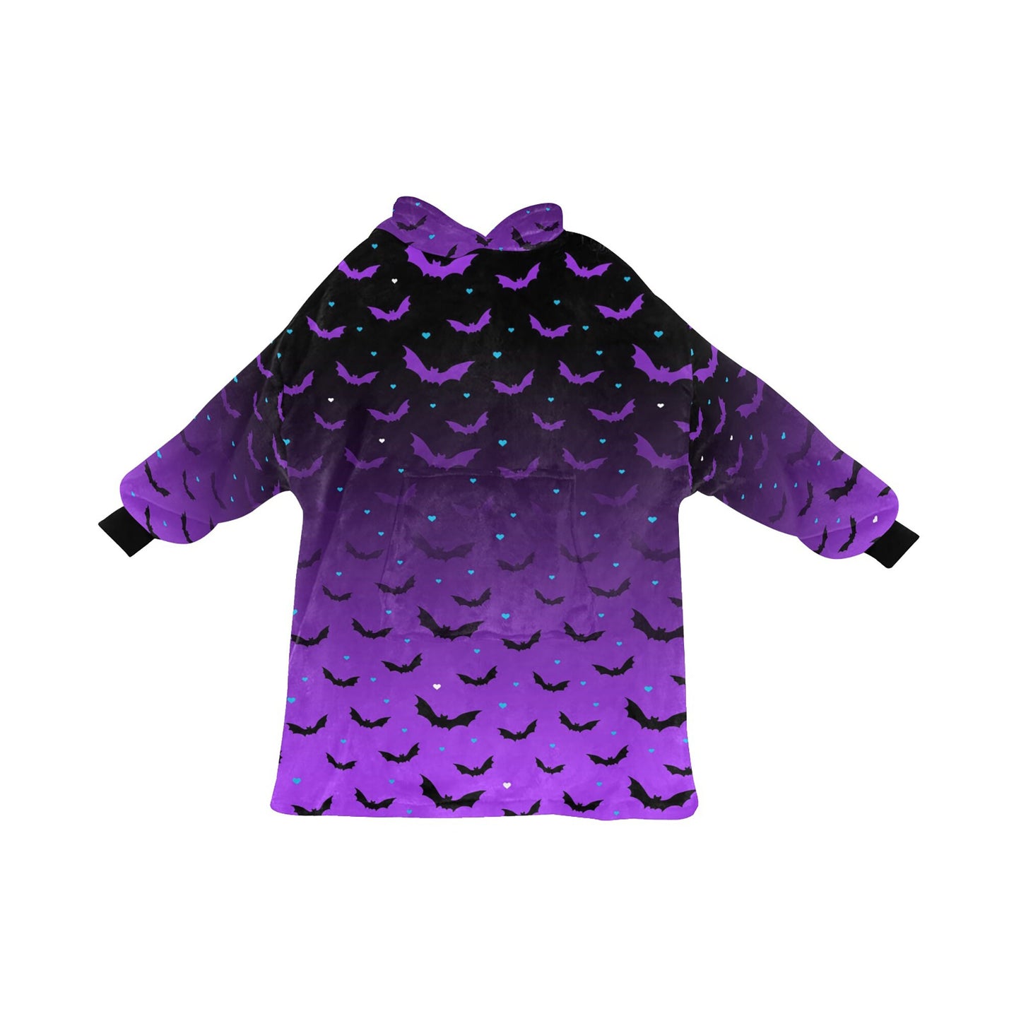 Purple Ombre Bat Spooky Halloween Theme Blanket Hooded Jumper Hoodie Winter Oversized Kids Adults