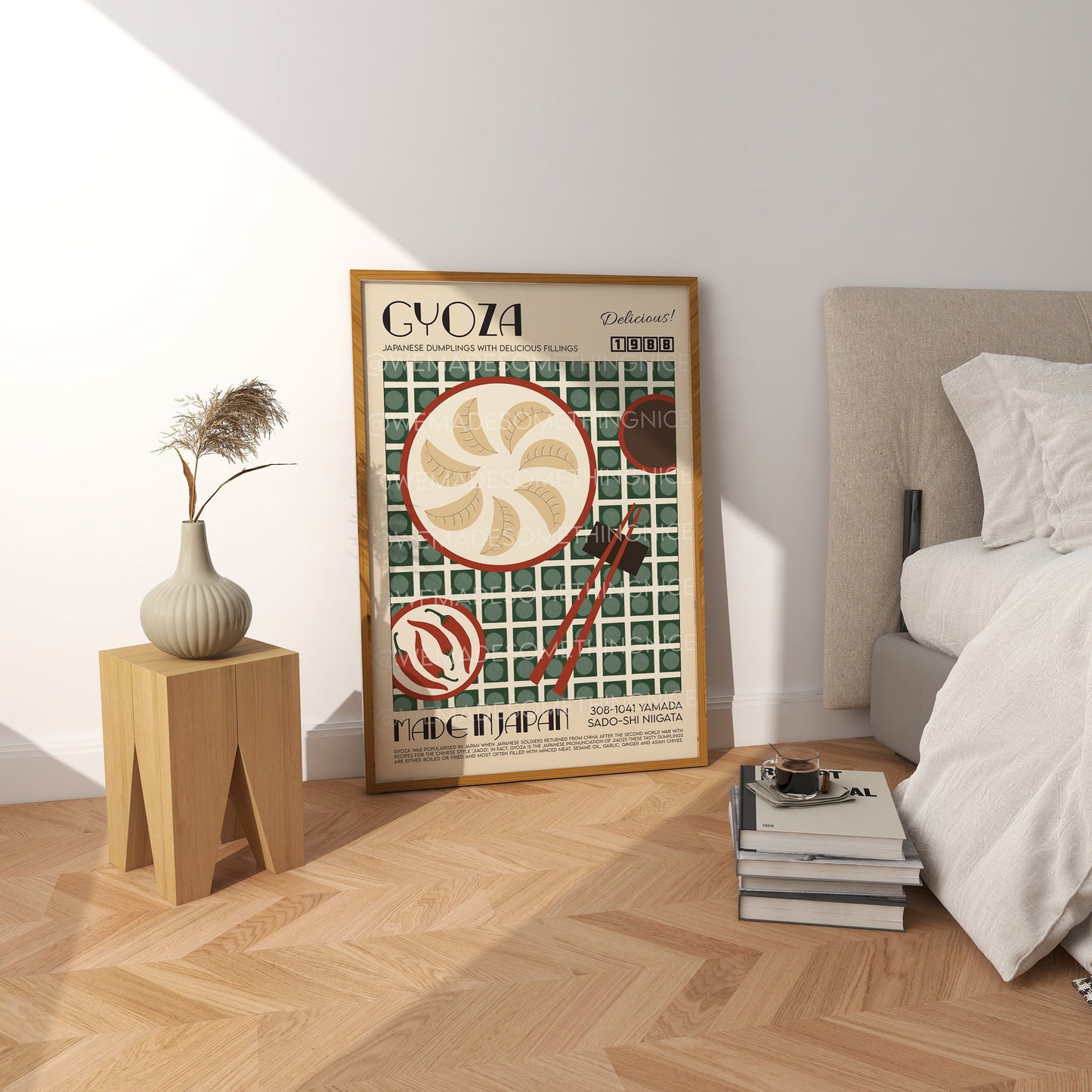 Gyoza Print, Kitchen Art, Kitchen Poster, Kitchen Print, Food Print, Japanese Art, Dumplings, Exhibition Poster, Retro Wall Art