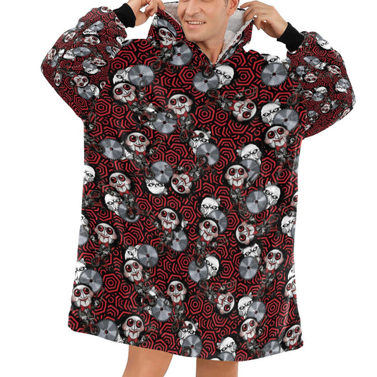 Horror Movies Jigsaw Cosy Blanket Hooded Jumper Hoodie Winter Oversized Kids Adults