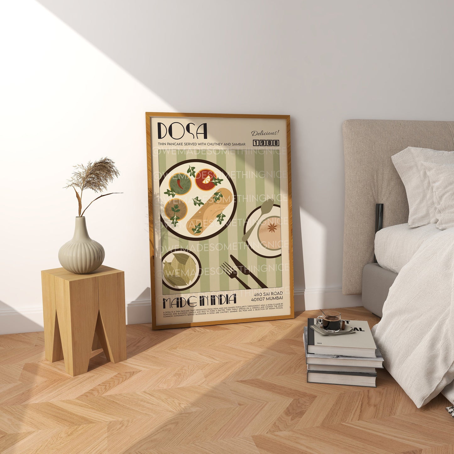 Dosa Poster, Food Print, Modern Kitchen Decor, Travel Poster, Kitchen Poster, Exhibition Poster, Retro Wall Art, India Print