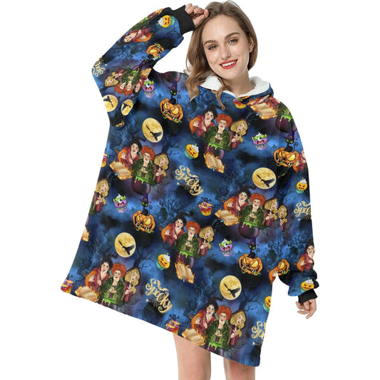 Sister witches Halloween horror film hooded Blanket Hoodie oversize winter