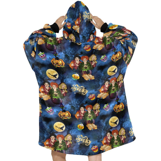 Sister witches Halloween horror film hooded Blanket Hoodie oversize winter