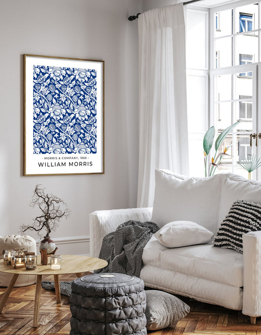 William Morris Tulip Poster, William Morris Tulip Print, William Morris Blue Art, Vintage Poster, Blue Floral Print, Floral Vintage Print