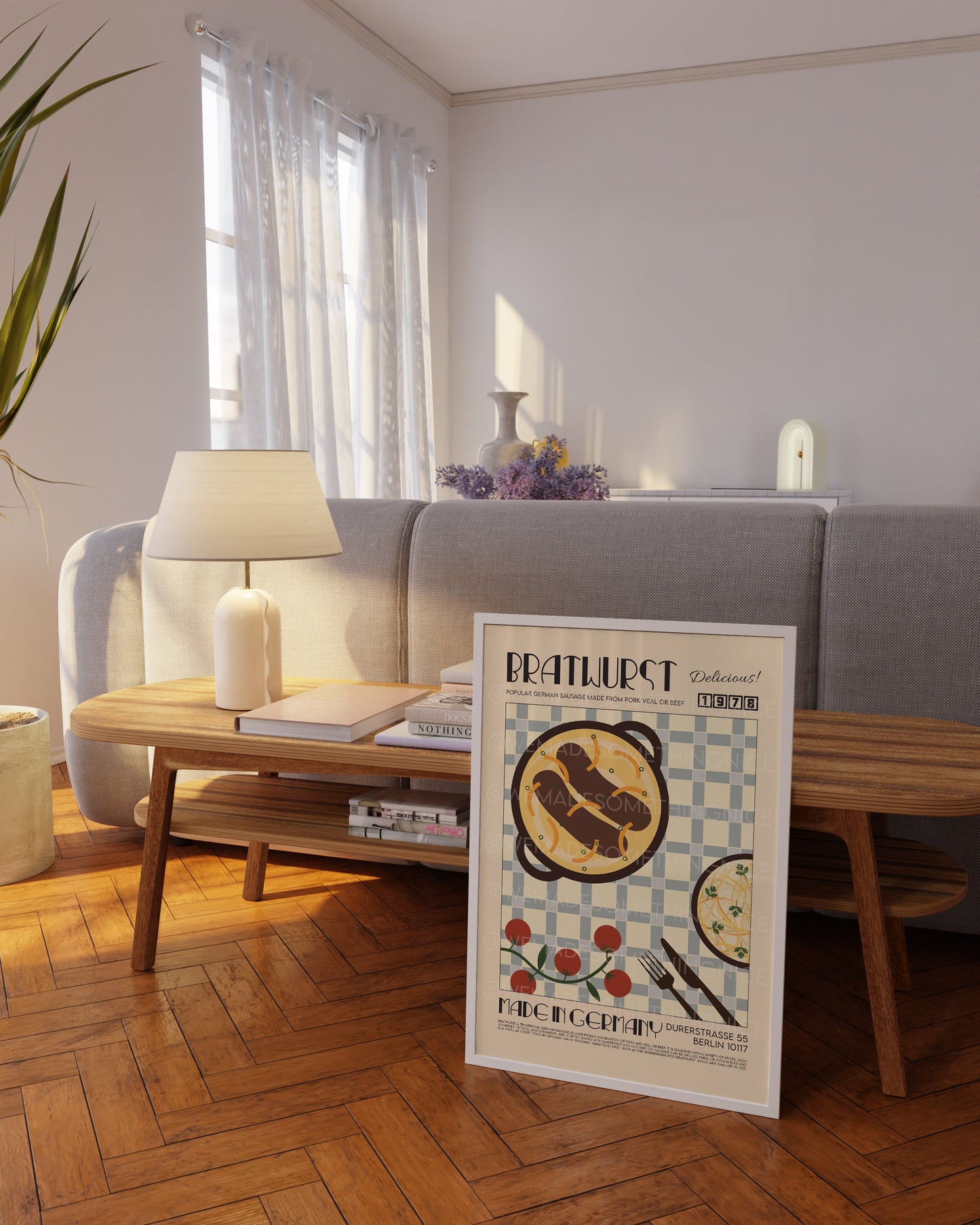 Bratwurst Poster, Kitchen Poster, Kitchen Print, Modern Kitchen Decor, Retro Poster, Pop Art, Kitchen Art, Exhibition Poster, Food Print