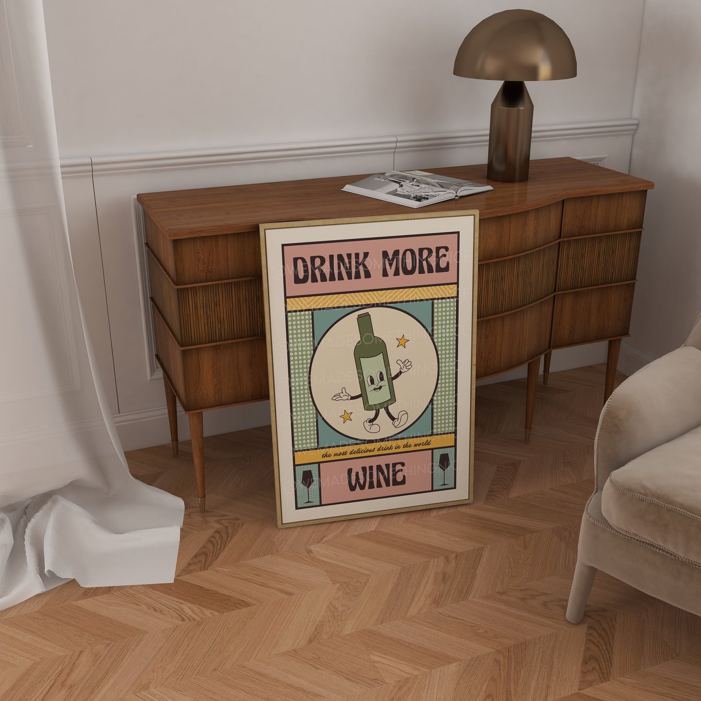 Wine Poster, Kitchen Art, Kitchen Poster, Kitchen Print, Trendy Wall Art, Funny Print, Cocktail Art, Retro Wine Poster