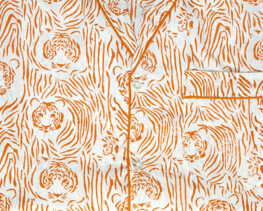 Short Pajama Sets - Orange Tiger Stripe