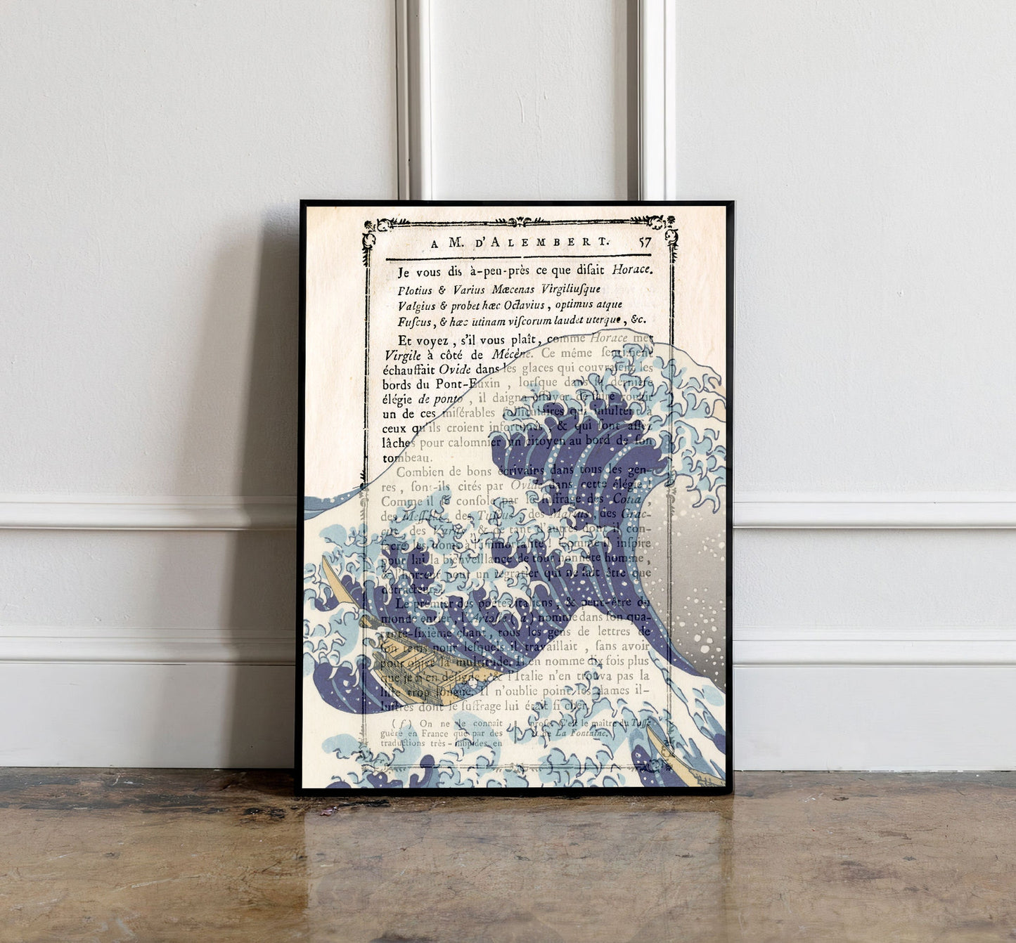 The Great Wave by Katsushika Hokusai Poster Print on vintage page of a book, Japanese Art, Vintage Poster, Katsushika Hokusai wall art