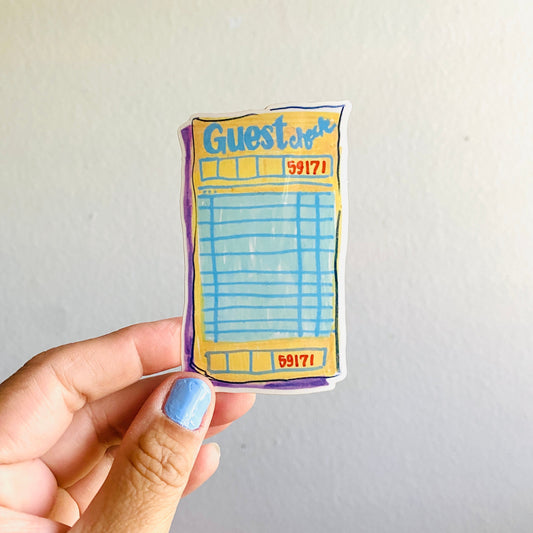 Guest Check Icon | Vinyl Sticker Decal | Waterproof Weatherproof | Vintage Inspired Illustrated Stickers