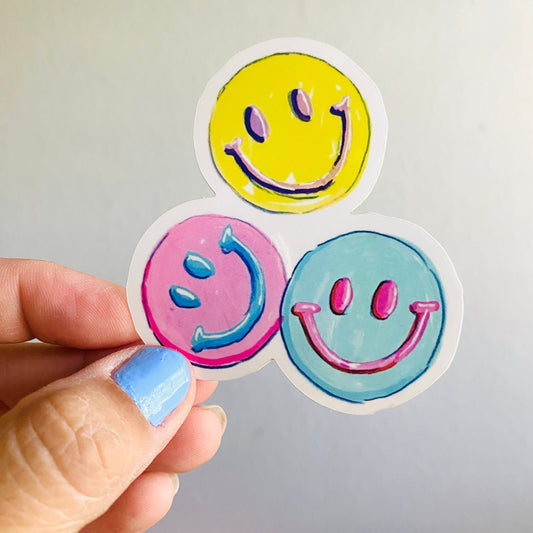 Smiley Faces | Vinyl Sticker Decal | Waterproof Weatherproof | Pastel Smiles Happy