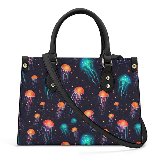 Witchy Neon blue Whimsical Jellyfish Vegan Leather bag, crossed body purse, vegan leather strap hand bag goth bag, cute hippies boho gift