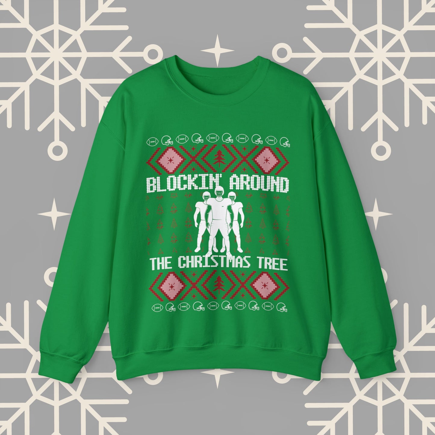 Blockin' Around the Christmas Tree Ugly Christmas , Football Christmas Sweatshirt, Funny Christmas , Football Crewneck