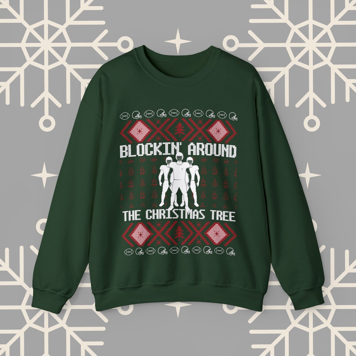 Blockin' Around the Christmas Tree Ugly Christmas , Football Christmas Sweatshirt, Funny Christmas , Football Crewneck