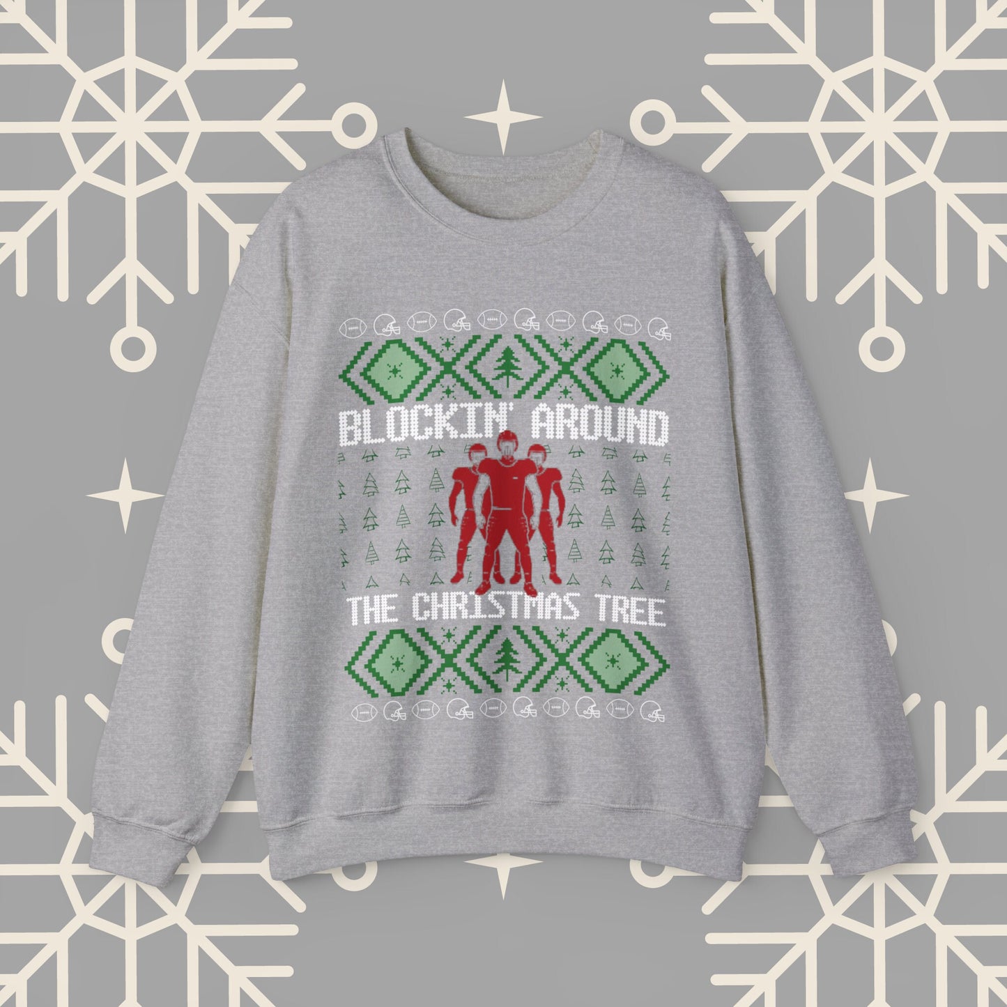 Blockin' Around the Christmas Tree Ugly Christmas , Football Christmas Sweatshirt, Funny Christmas , Football Crewneck