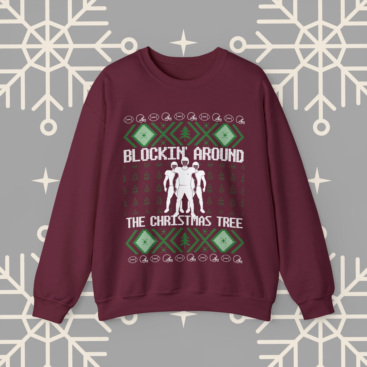 Blockin' Around the Christmas Tree Ugly Christmas , Football Christmas Sweatshirt, Funny Christmas , Football Crewneck