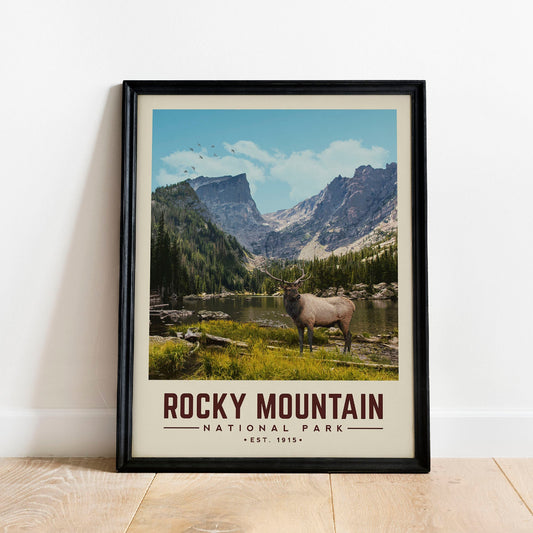 Rocky Mountain National Park Poster, Minimal Rocky Mountain Wall Art | Vintage National Park Poster | National Park Gift for Camping Decor
