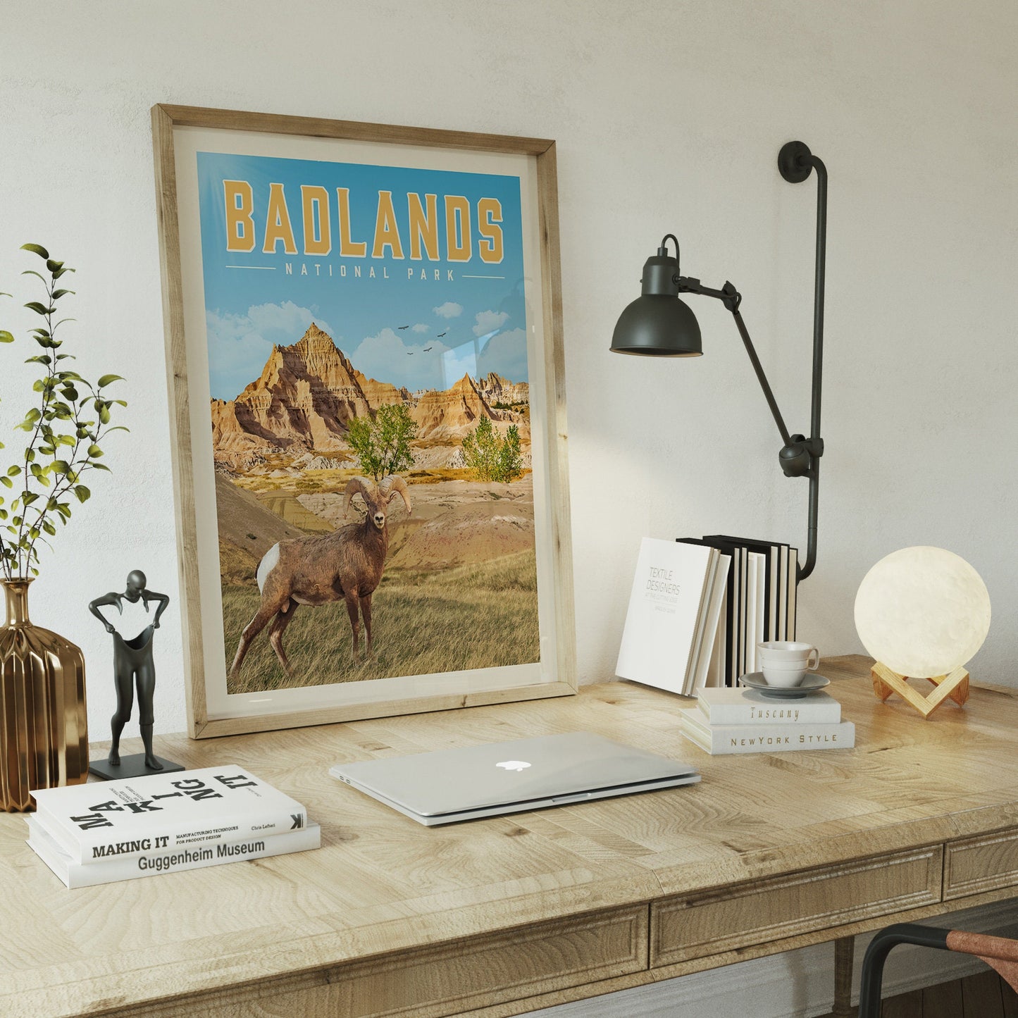 Badlands Wall Art, Badlands Art Print, National Park Print | Vintage National Park Poster | Unique Hiking Gift for National Park Lover