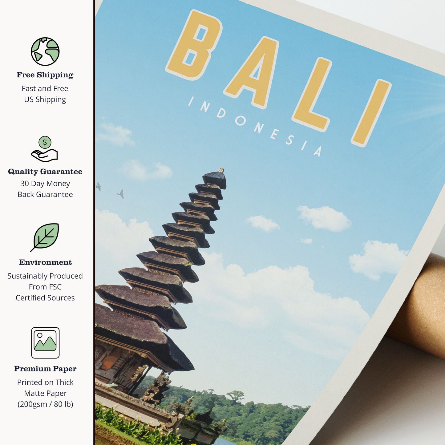 Bali Decor, Bali Travel Poster, Bali Wall Art, Bali Indonesia Print, Bali Home Decor, Bali Print, Bali Painting,  Bali Map