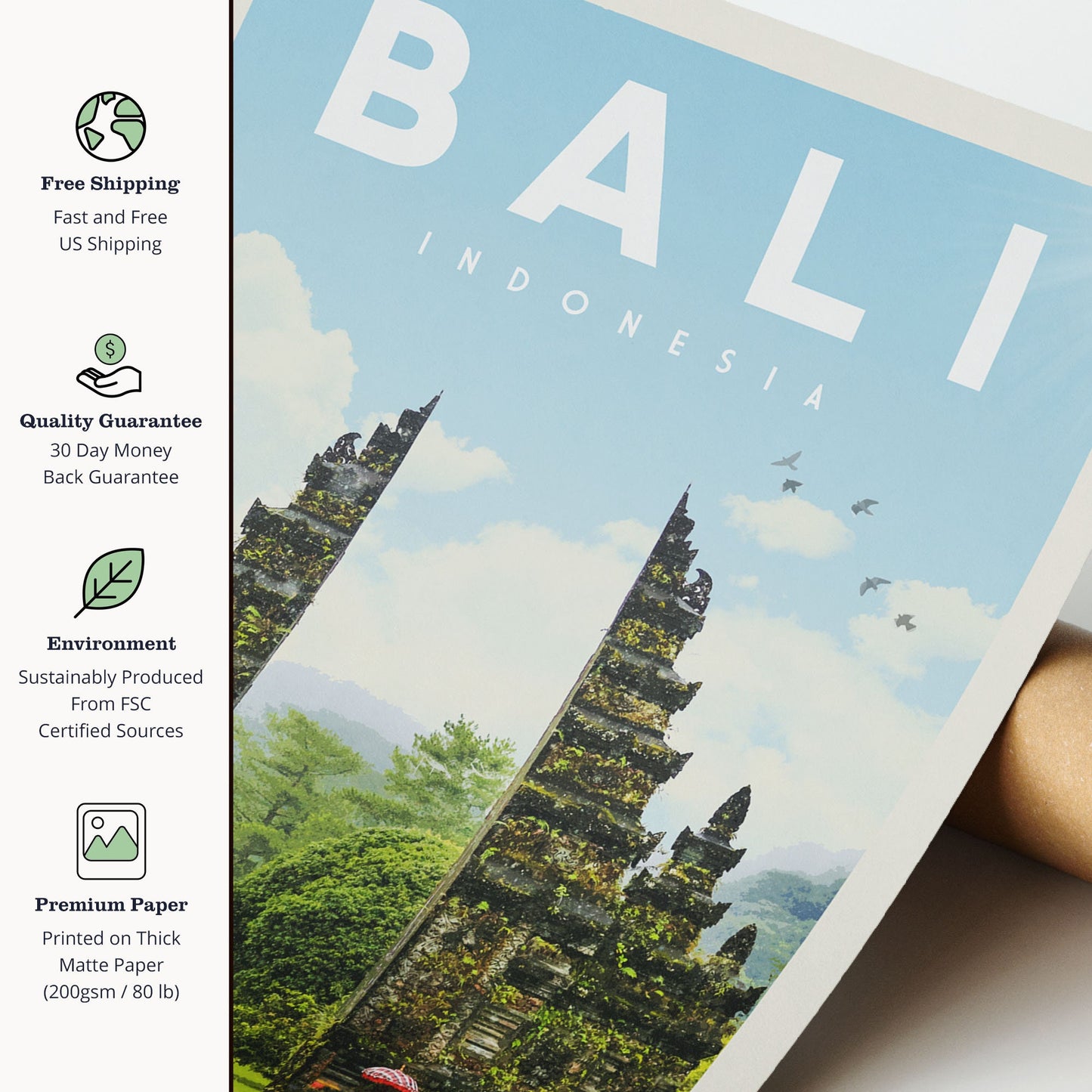 Bali Decor, Bali Travel Poster, Bali Wall Art, Bali Indonesia Print, Bali Home Decor, Bali Print, Bali Painting,  Bali Map