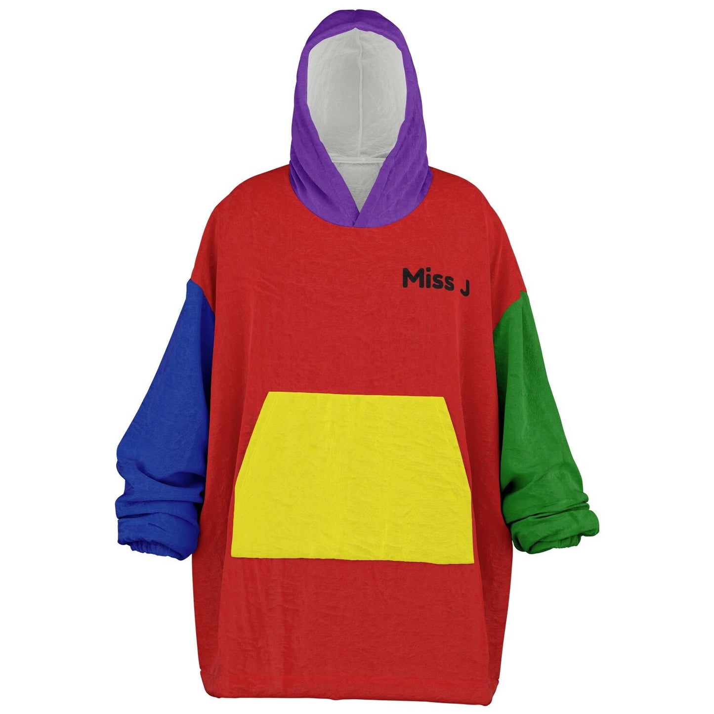 Customized 80's Retro Color Block Snuggle Hoodie or Blanket Hoodie, Wearable Blankets for Keeping Warm In Winter, Snuggle Hoodie Blanket