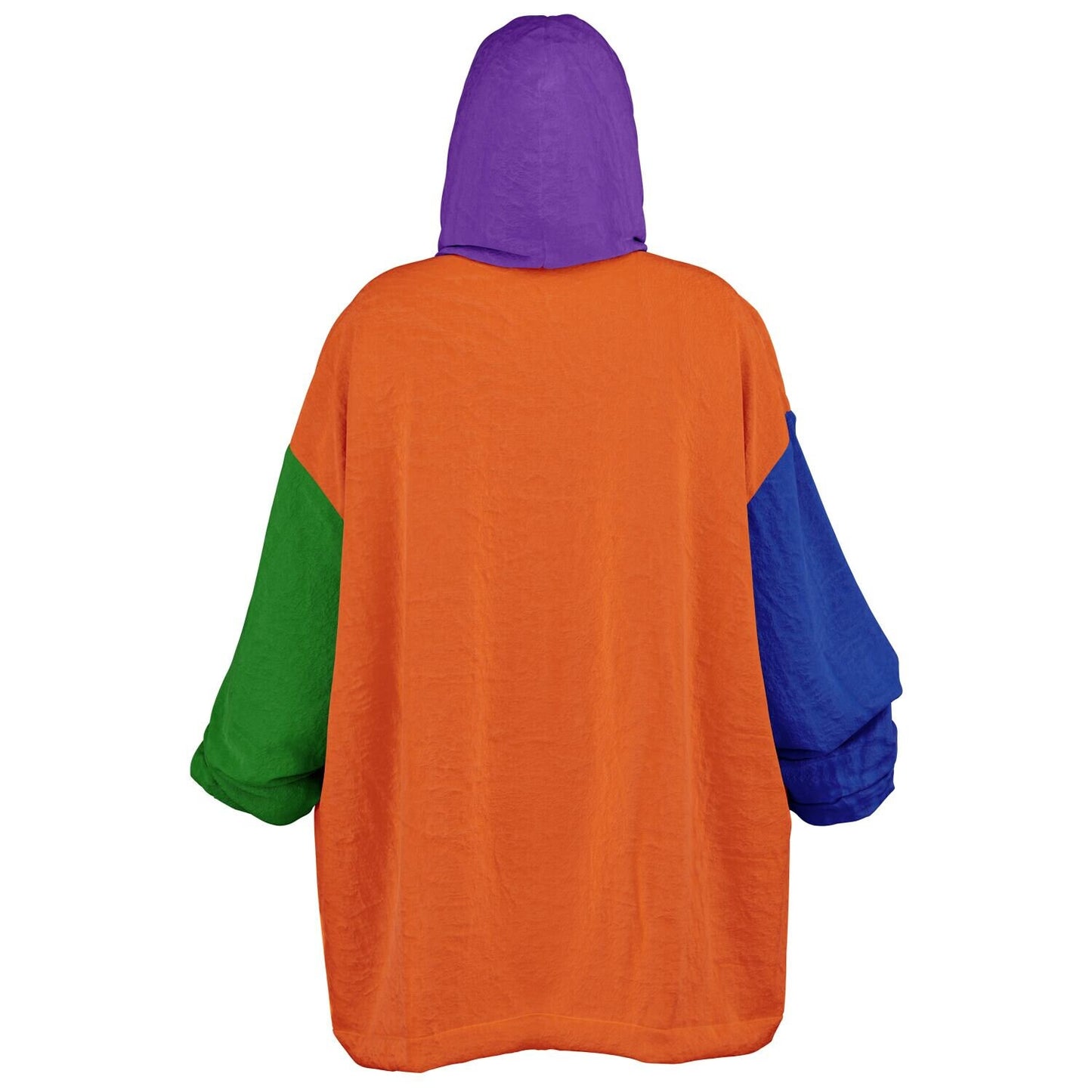 Customized 80's Retro Color Block Snuggle Hoodie or Blanket Hoodie, Wearable Blankets for Keeping Warm In Winter, Snuggle Hoodie Blanket