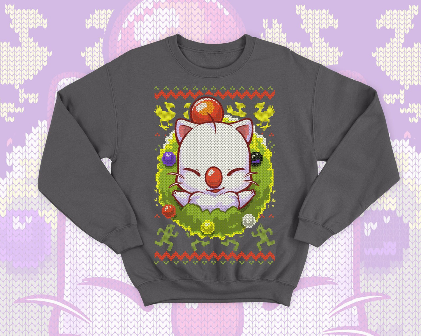 Moogle Ugly Christmas - Final fantasy cute gift - Chocobo cactuar winter sweatshirt