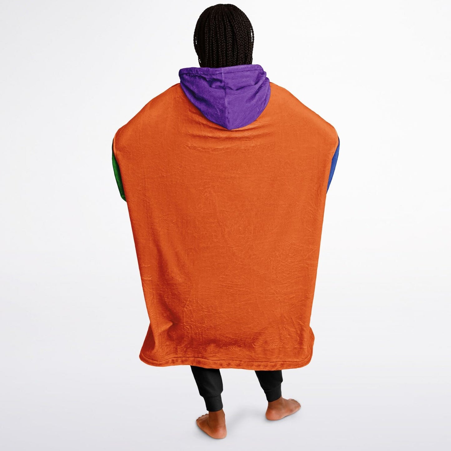 Customized 80's Retro Color Block Snuggle Hoodie or Blanket Hoodie, Wearable Blankets for Keeping Warm In Winter, Snuggle Hoodie Blanket