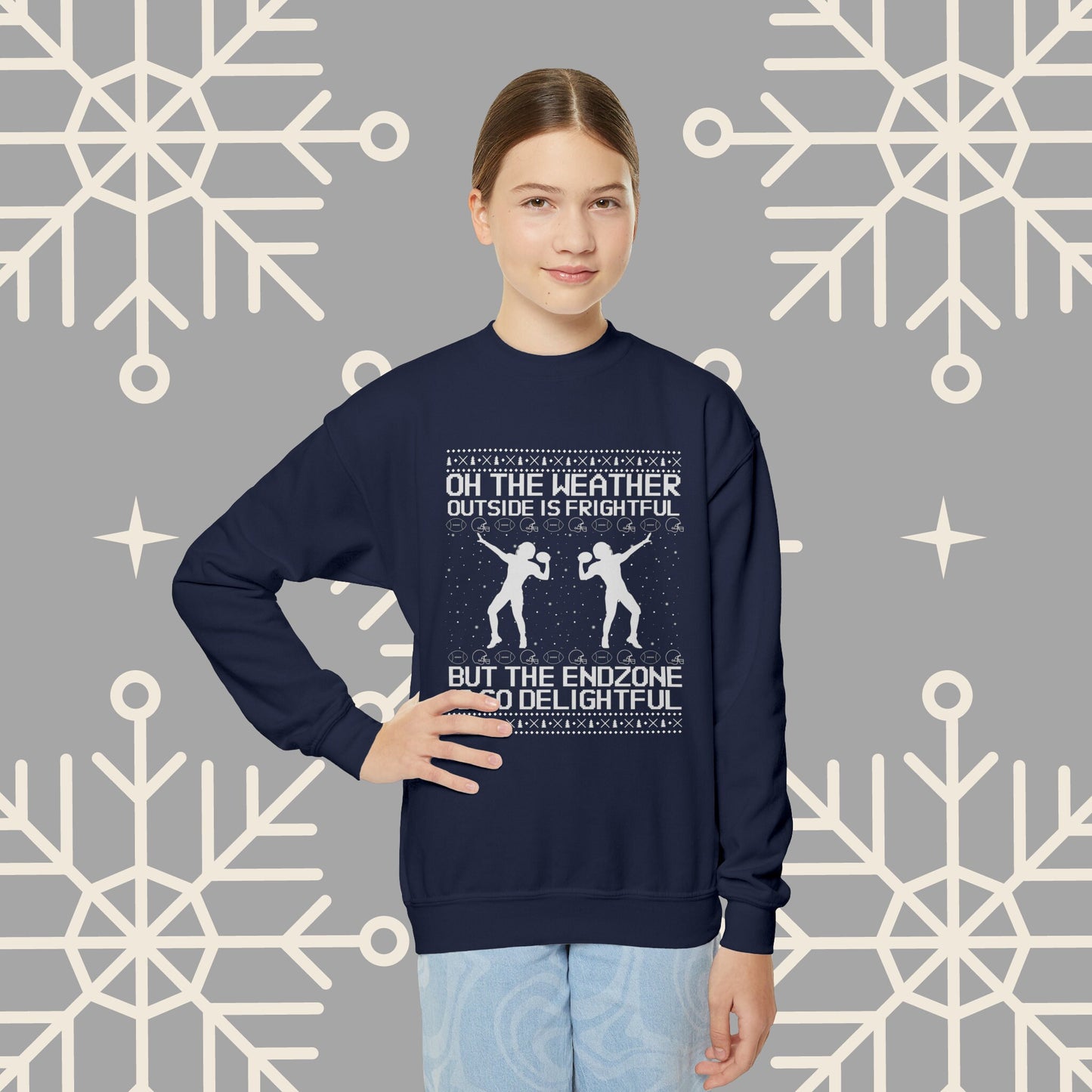 Youth Christmas Football Sweatshirt, Kids Football Ugly Christmas , Funny Christmas , Football Christmas Gifts