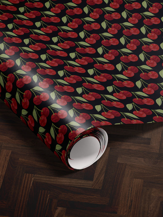 Cherry Wrapping Paper Red Gift Wrap Fruit Birthday Theme Bachelorette Party Idea Romantic Gift for Her Scrapbook Paper Gift Package for Her