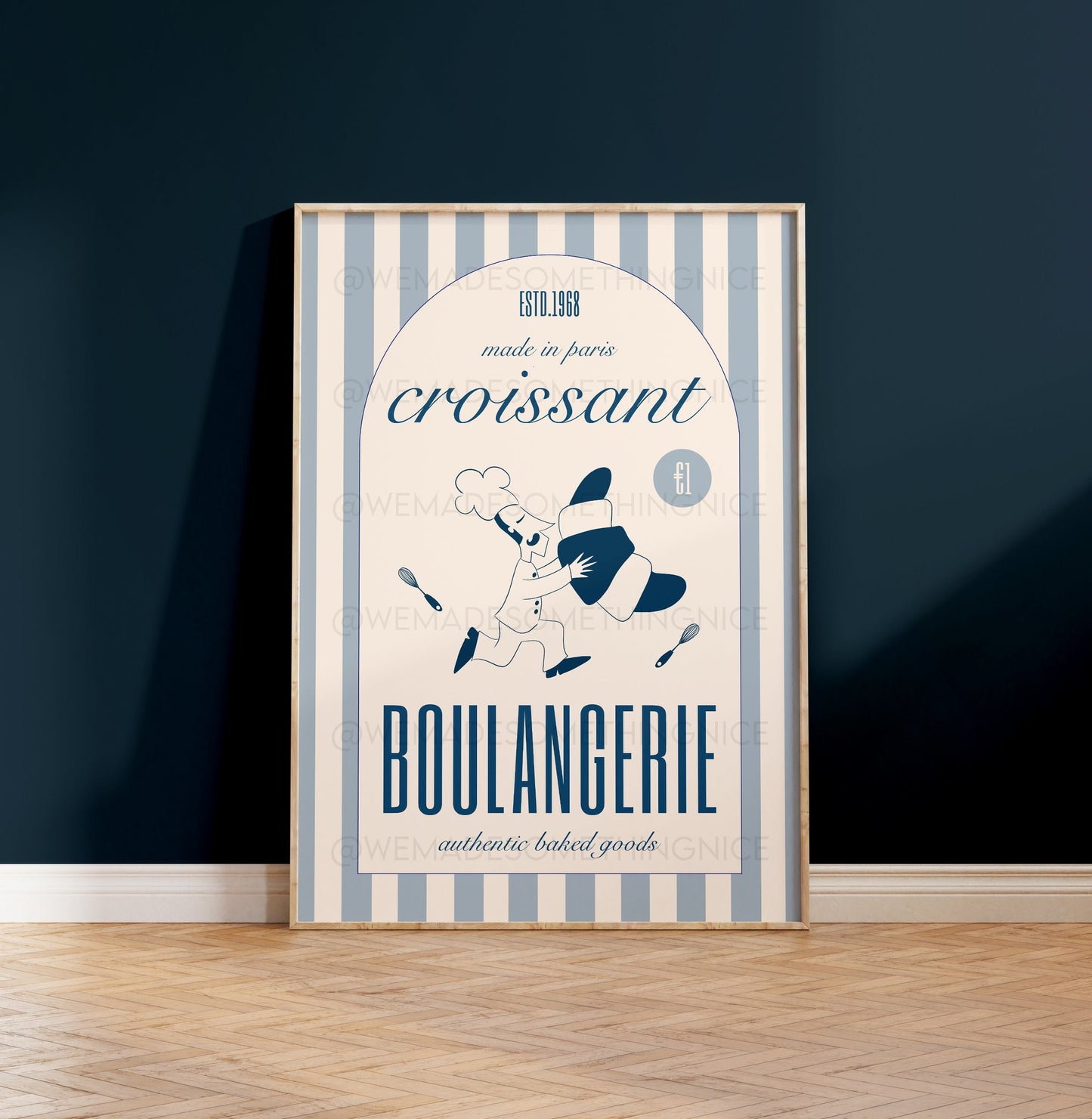 Croissant Poster, Kitchen Art, Kitchen Print, Kitchen Wall Art, Trendy Wall Art, Croissant Print, Retro Wall Art
