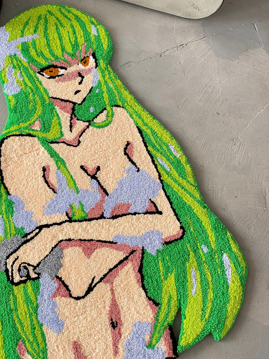 Tufted Anime Girl Rug, Tufted Anime Character Rug, Modern Rug, bedroom floor mat, Anime Fan Gift, Aesthetic Rug, Non-slip rug