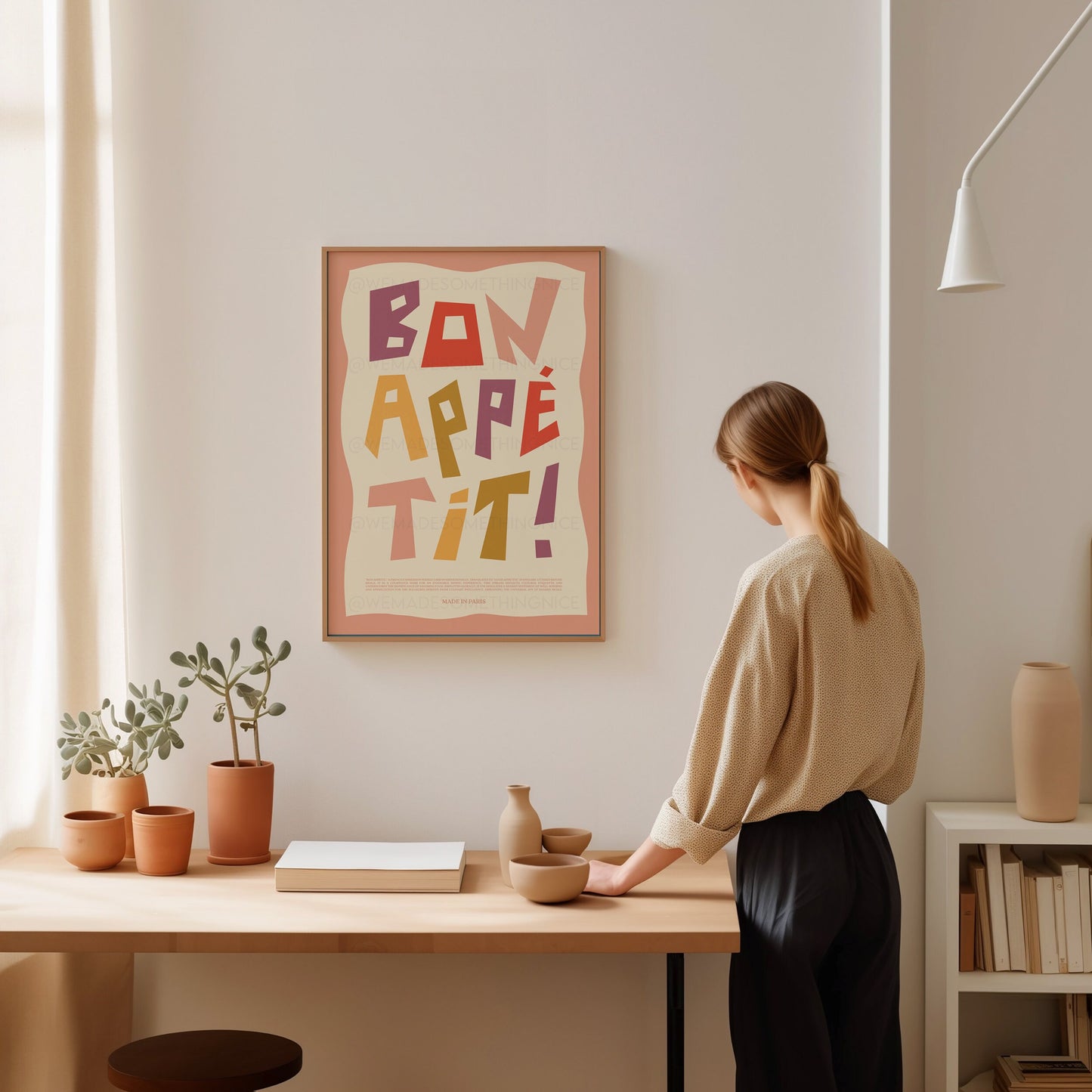 Bon Appetit Poster, Kitchen Poster, Kitchen Decor, Kitchen Art, Home Decor, Coffee Print, Lets Eat Print, Food Poster, Yes Chef