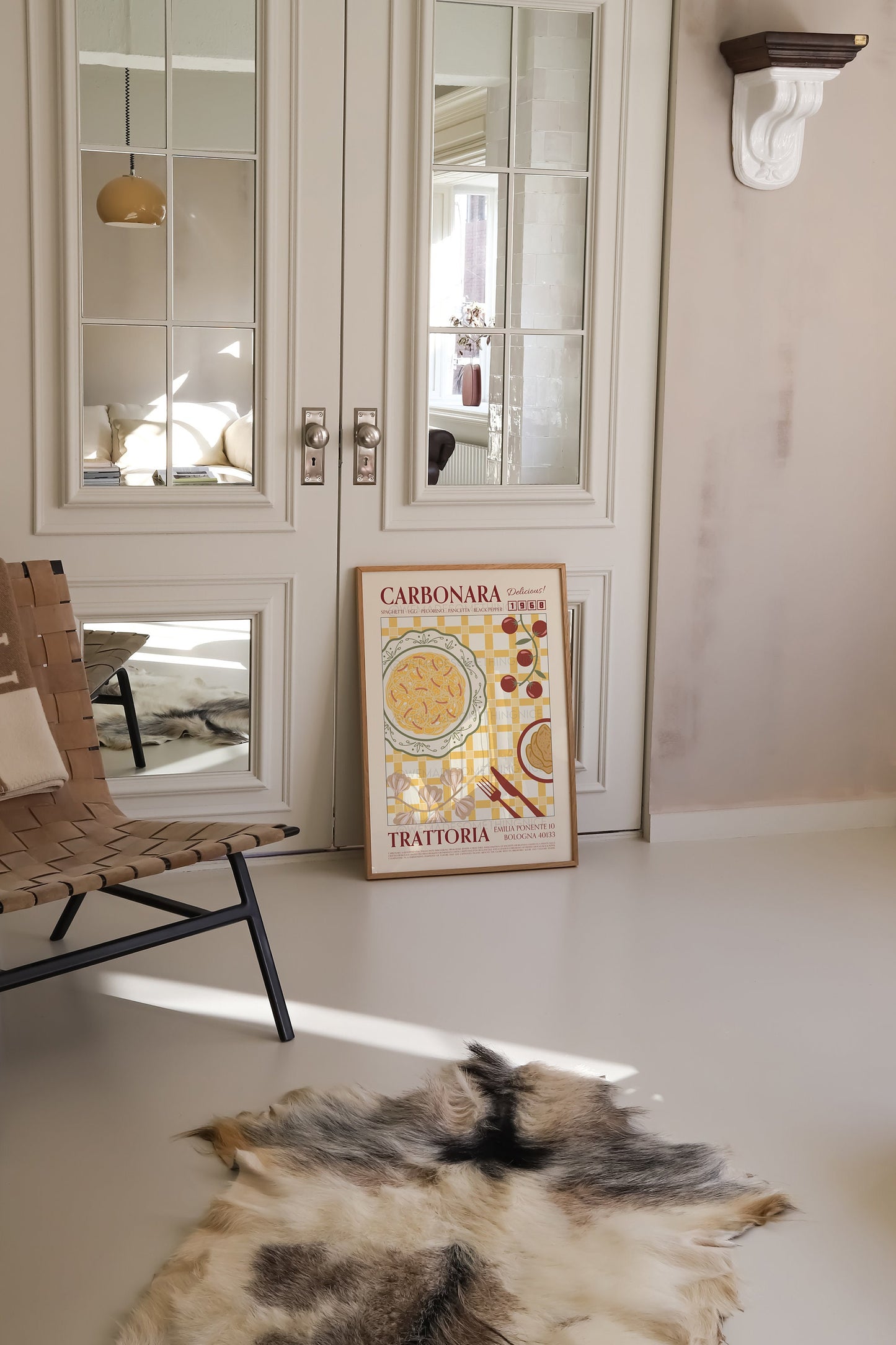 Carbonara Poster, Pasta Poster, Kitchen Poster, Kitchen Print, Retro Poster, Modern Kitchen Decor, Retro Wall Art, Wine Art