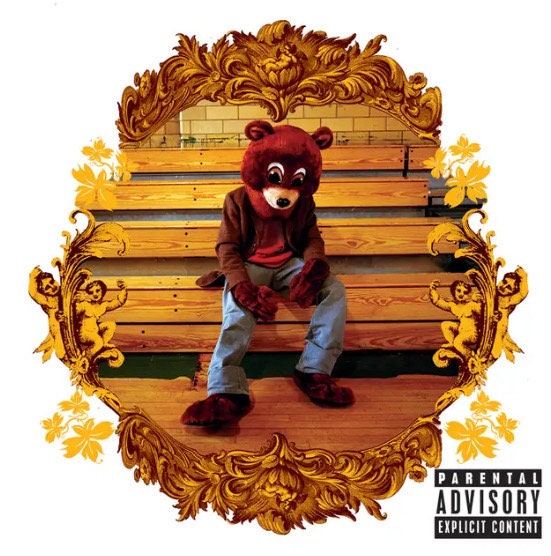 Kanye West College Dropout Bear Logo Design Tufted Rug / Custom Rug, Fluffy & Soft, Handmade Rug, Housewarming Gifts, Handmade Gift