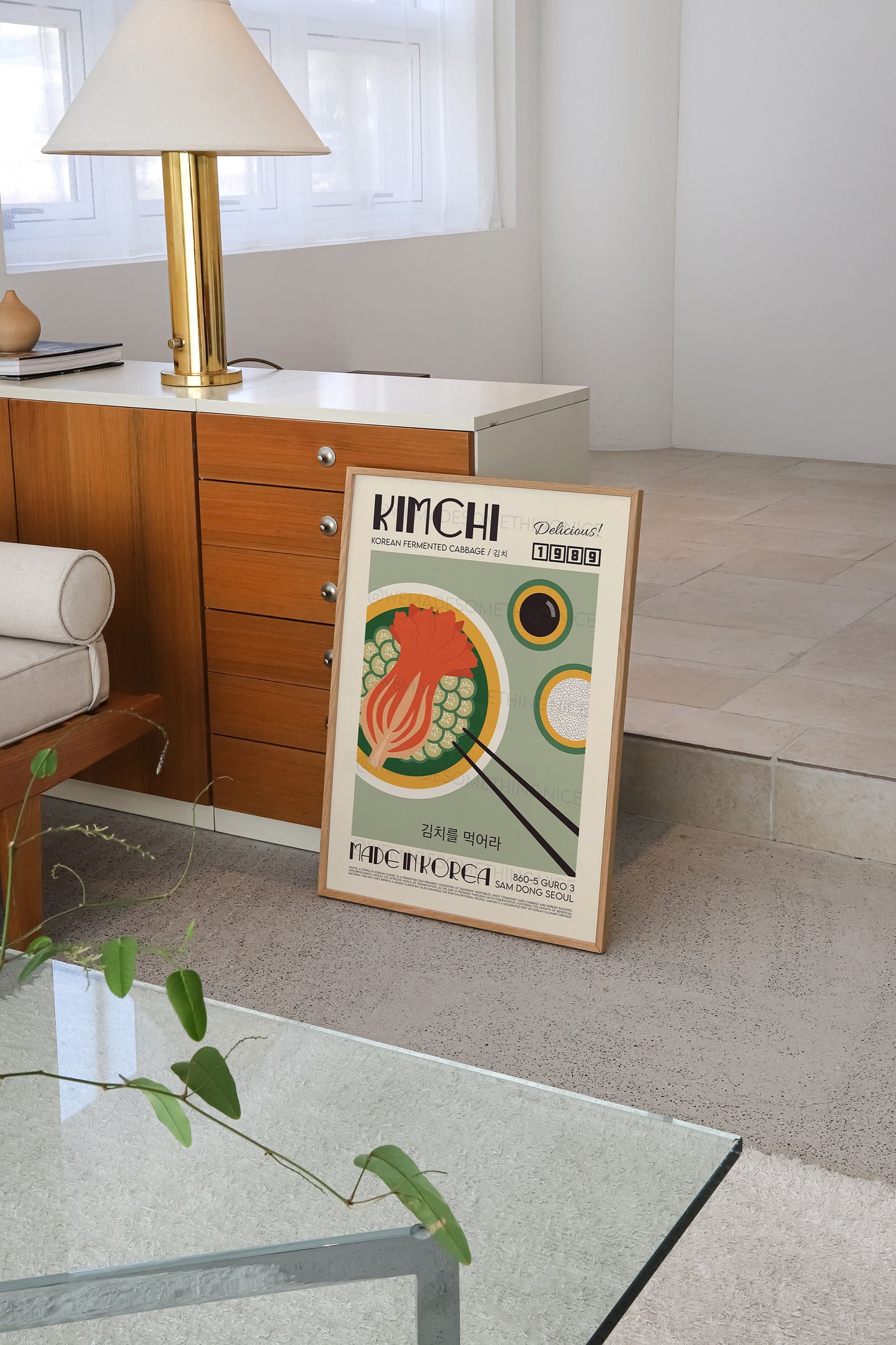 Kimchi Poster, Kitchen Poster, Kitchen Print, Food Print, Modern Kitchen Decor, Illustration, Ramen, Dumplings, Retro Wall Art