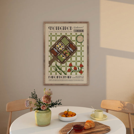 Smorrebrod Poster, Food Illustration, Retro Food Poster, Vintage Food Poster, Food Art, Mid Century Modern