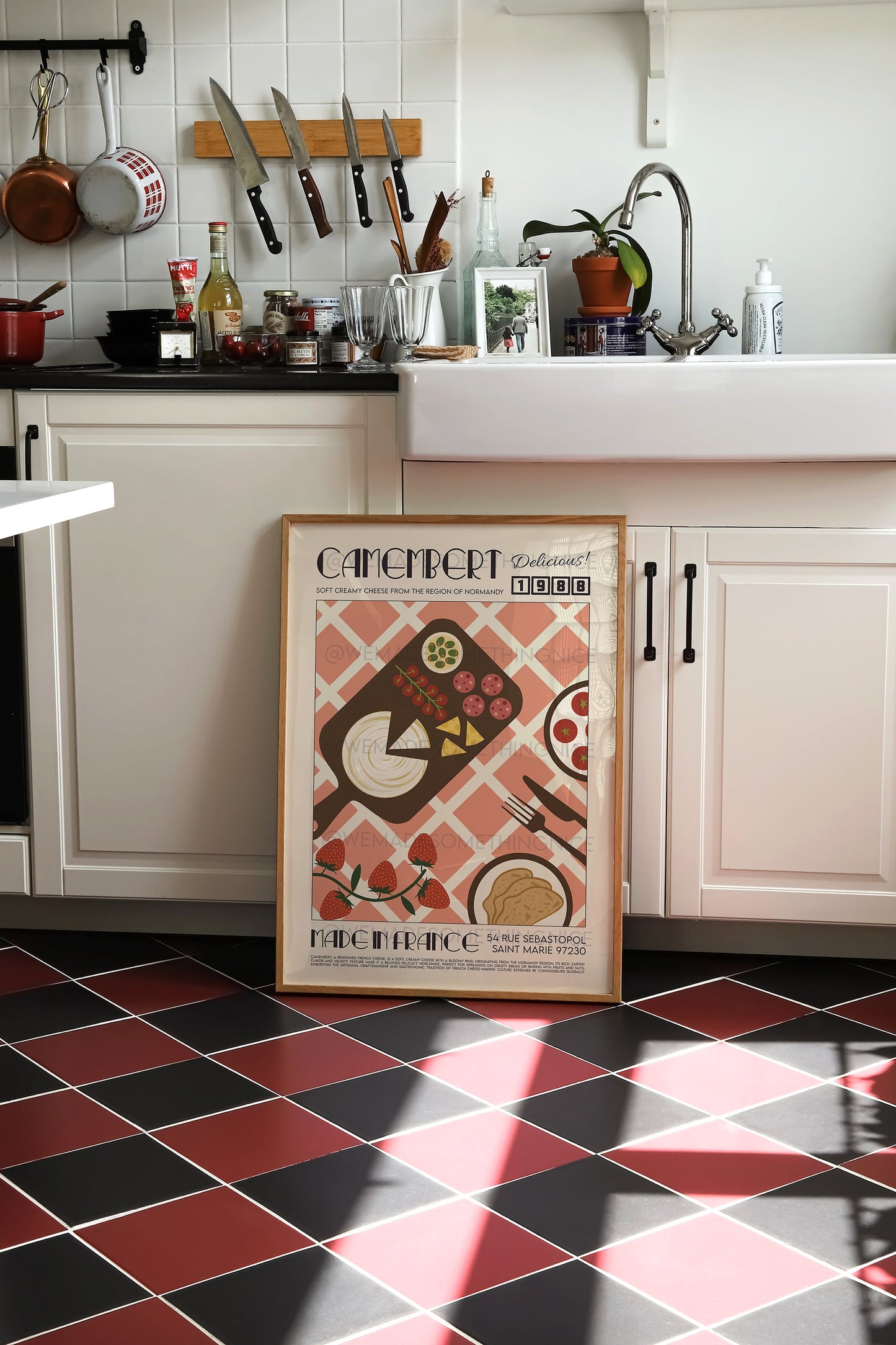 Cheese Poster, Camembert Print, Kitchen Poster, Kitchen Print, Food Print, Modern Kitchen Decor, Retro Poster, Pop Art, Kitchen Art
