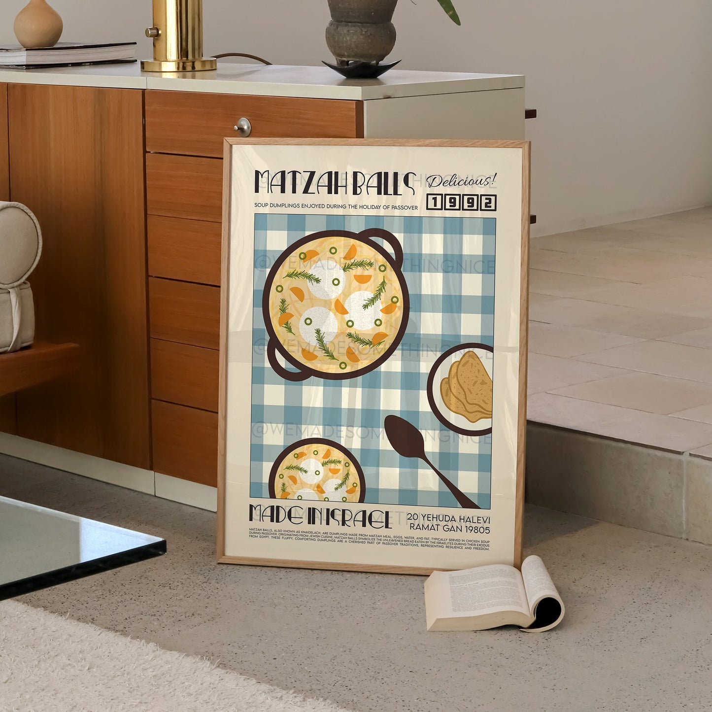 Matzah Balls Print, Kitchen Art, Kitchen Poster, Kitchen Print, Israel Poster, Retro Art, Kitchen Decor, Food Art, Jewish Art, Israel